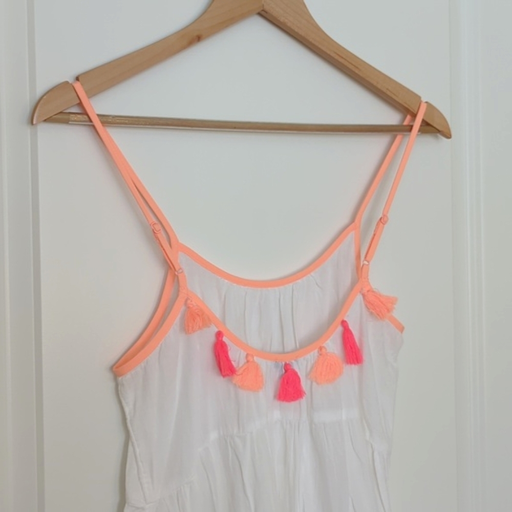 Aerie Cotton Swim Cover-Up with Pink and Orange Tassels